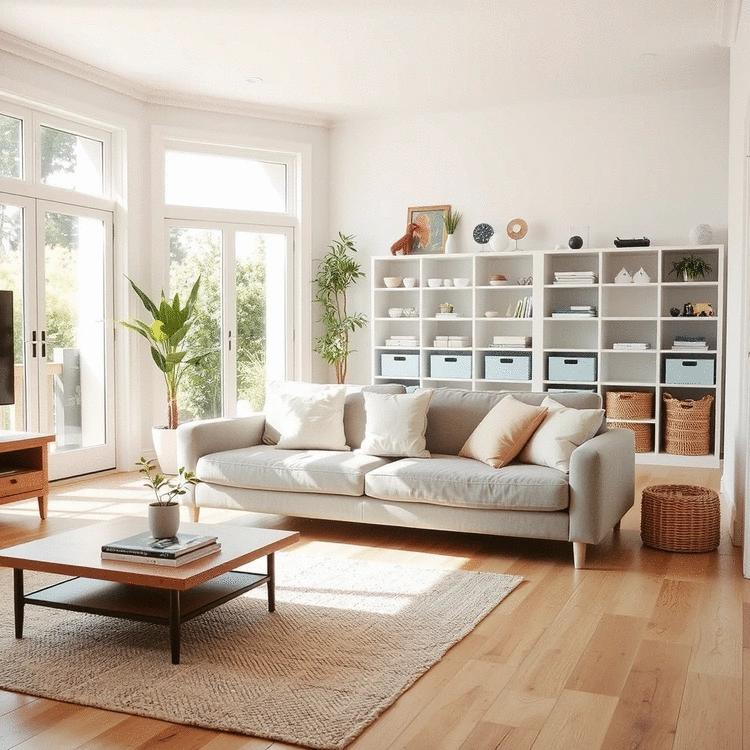 Bright living space with plants