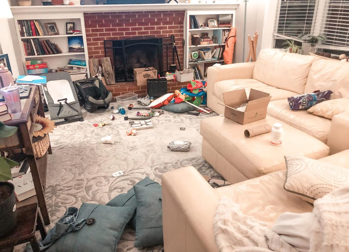 Family relaxing in a living room